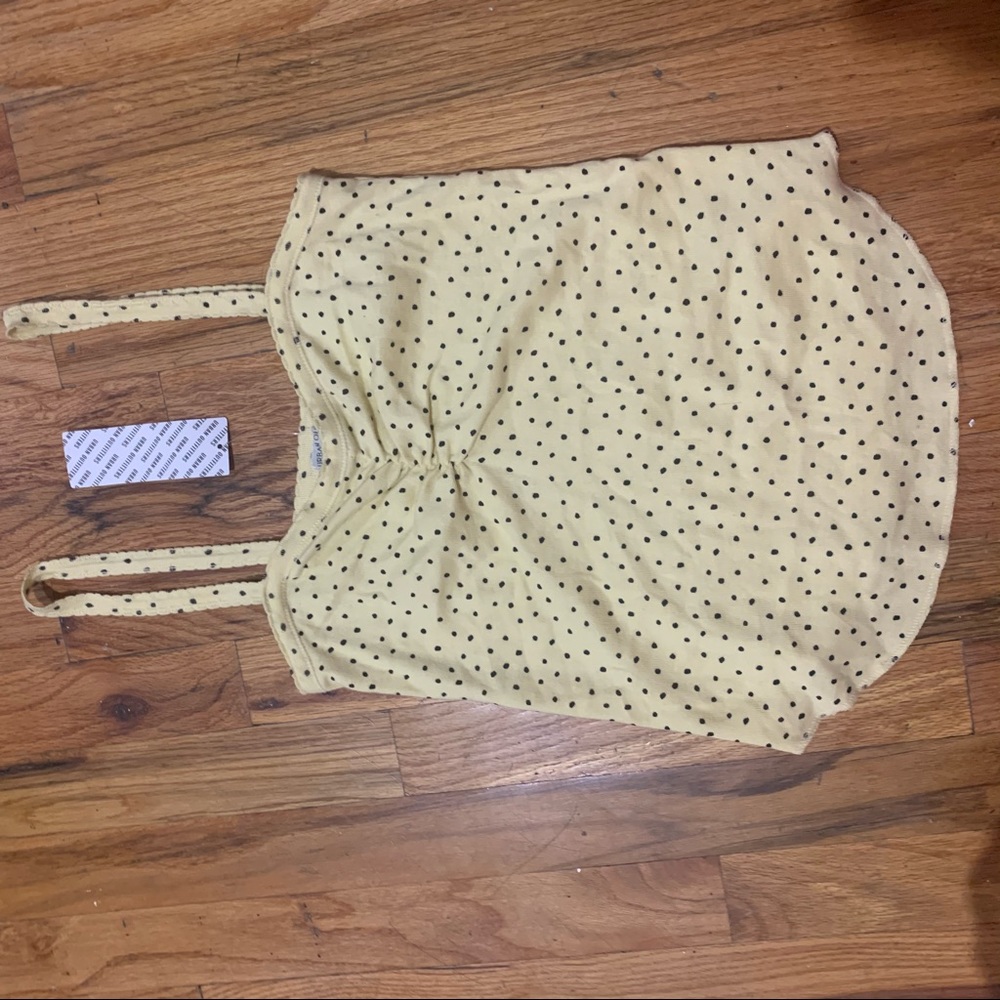 NWT Yellow polka dot ruched front tank